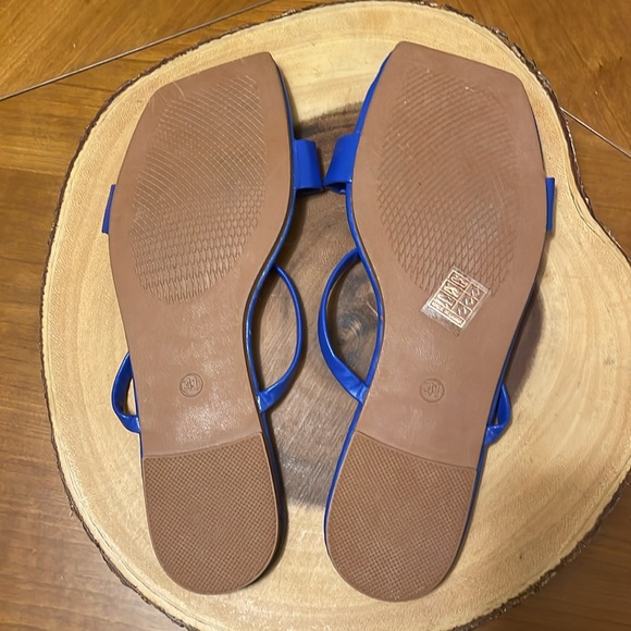 JMGXY Slides Sandal Womens 9.5 Flat Blue Casual Slip On Square Toe Shoe 41 - Picture 4 of 8